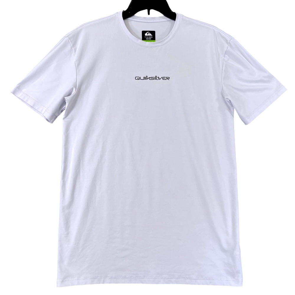 Quiksilver Rash Guard Mens S White UPF 50+ Sun Protection Swim Surf Shirt